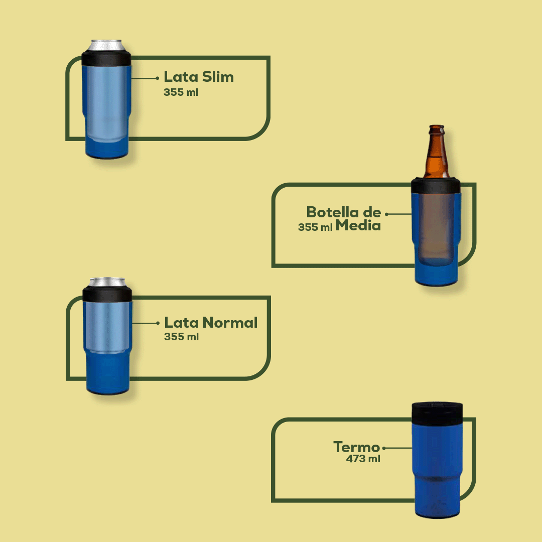 Porta Latas 4 en 1 Anti caída 16 Oz